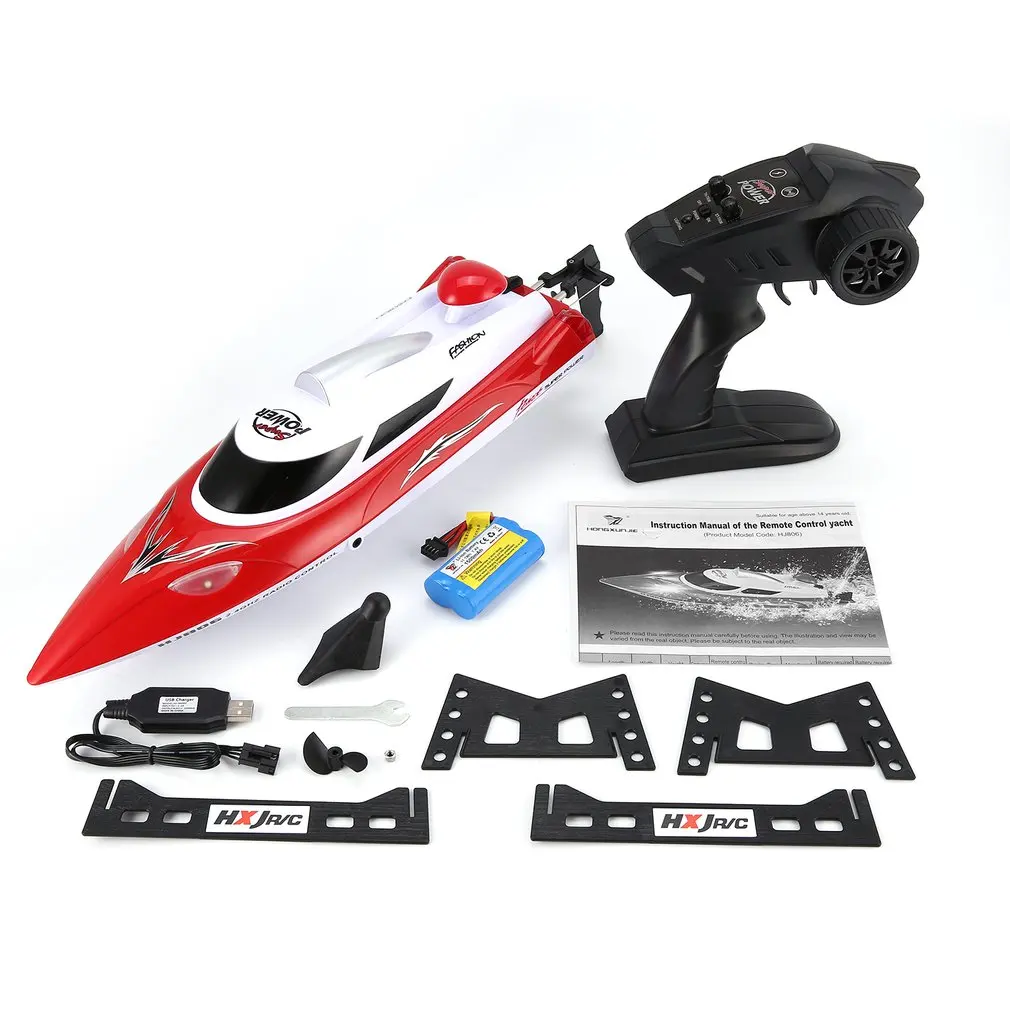 HONGXUNJIE RC лодка HJ806 47 см 2 4 г 30 км/ч высокоскоростная гоночная система водяного