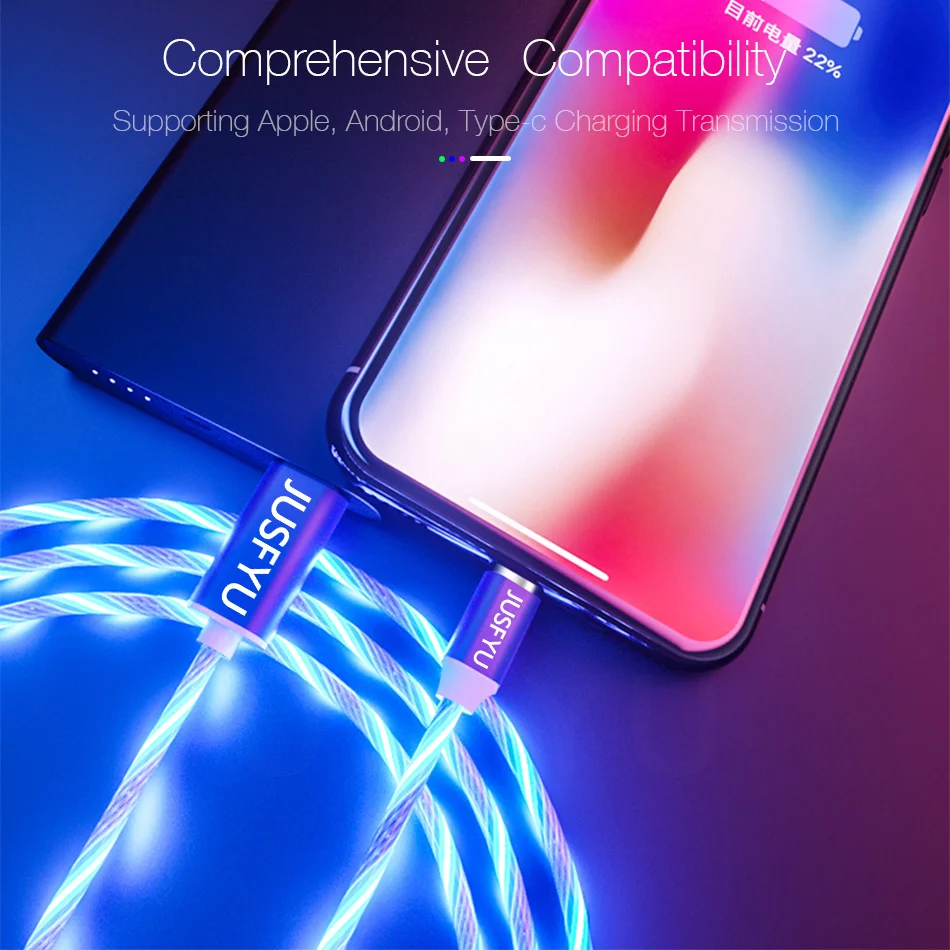 Магнитный светодиодный кабель для быстрой зарядки, магнитный кабель Micro usb type-C, светодиодный шнур USB C, зарядное устройство для iPhone 7 8X11 samsung S9