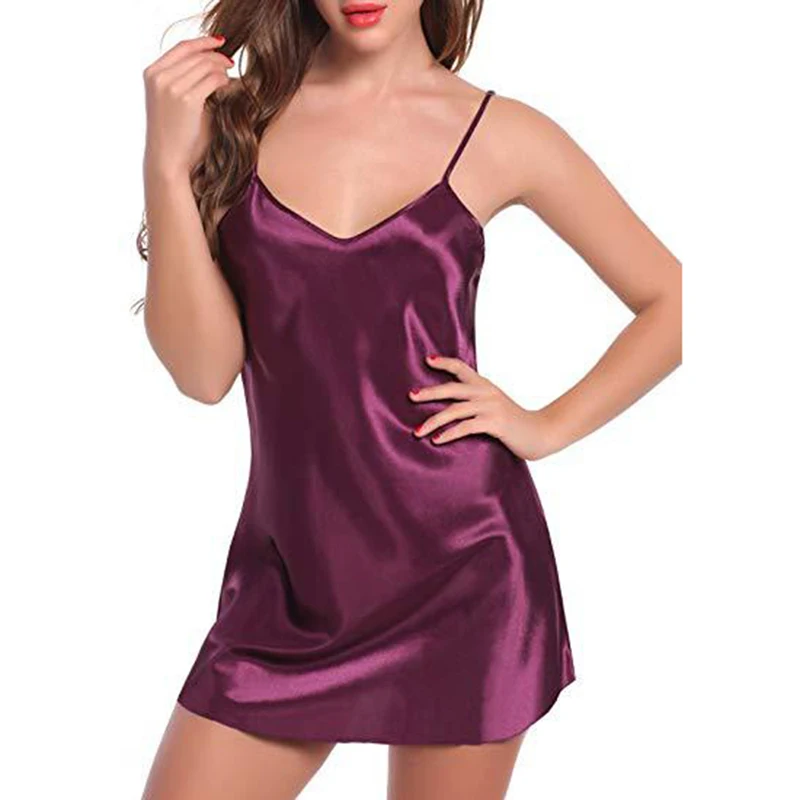 Летняя новая женская ночная рубашка с v образным вырезом на бретельках модная