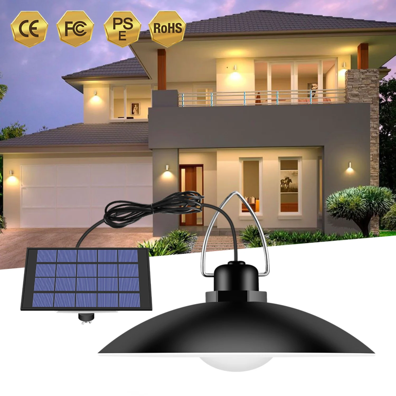 

Solar LED Pendant Lights Outdoor IP65 Waterproof 4 Heads Indoor Solar Wall Lamp Chandelier For Indoor Garden Patio Path Yard