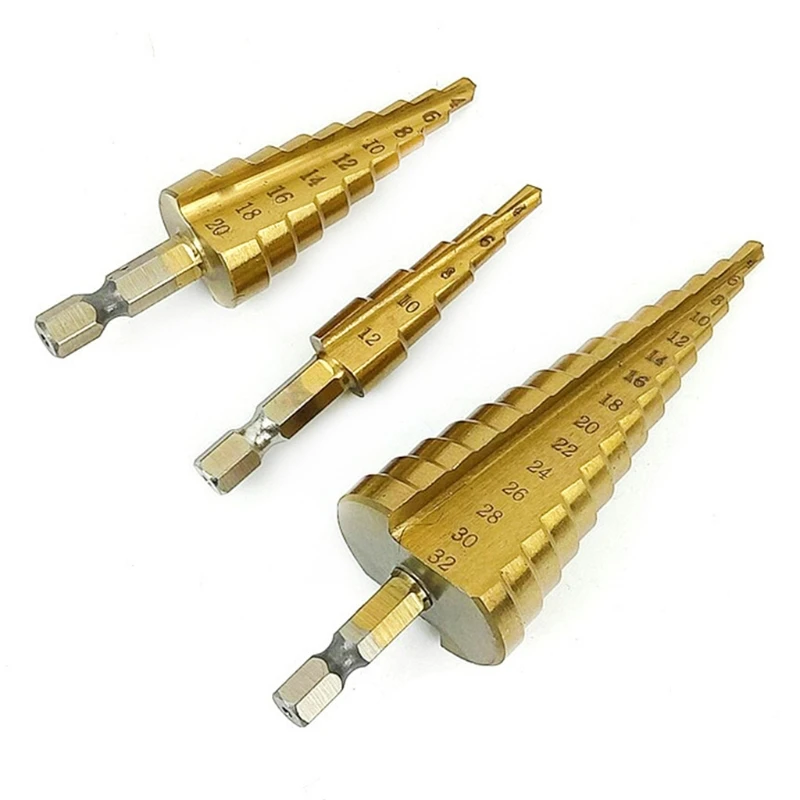 

72XF Hexagonal Shank Step Drill for Plastic Wood Metal Multi-holeTaper Drill Bit