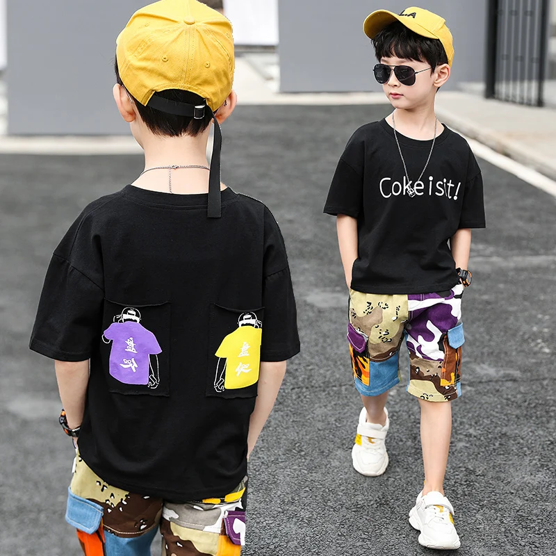 

2021 New Children Clothes Summer Baby teenage boy Clothing Boys Casual T-Shirt Shorts 2Pcs/Sets Kids Tracksuits 8 10 12 14 yrs