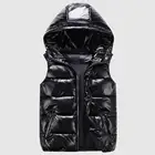 Женский зимний однотонный жилет с капюшоном, яркий стеганый жилет с эластичным подолом и карманами, повседневная одежда