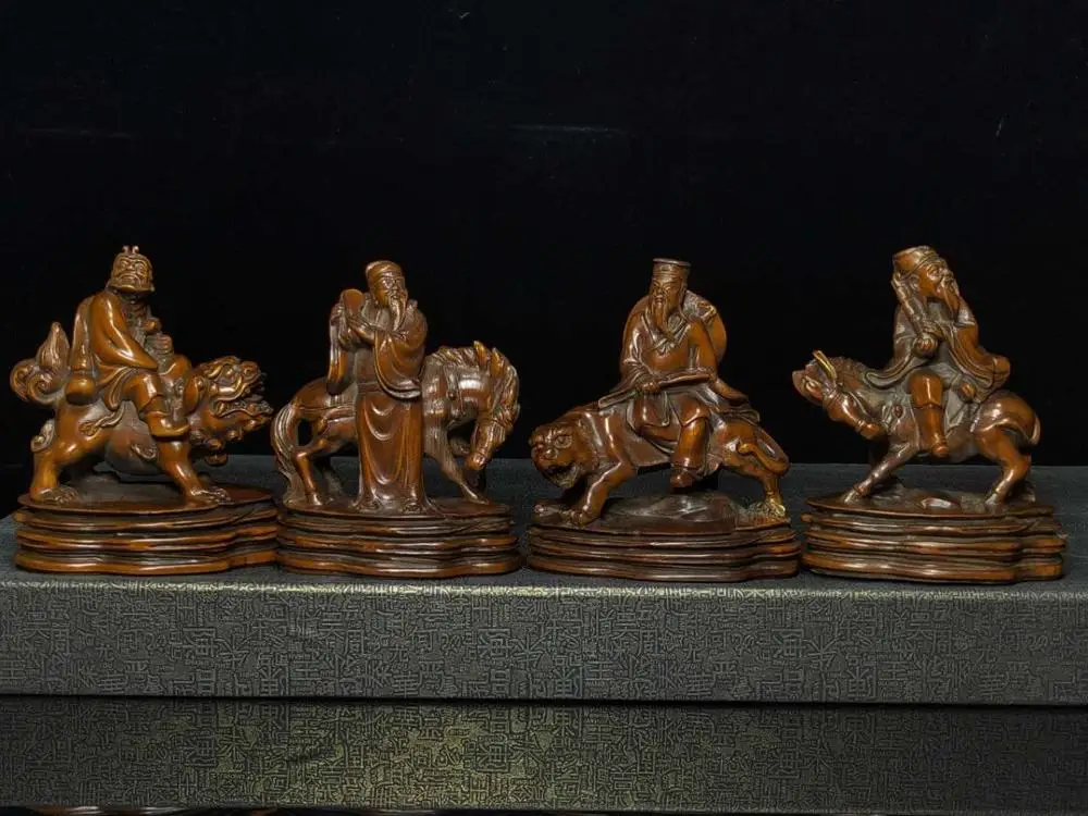 

Wedding Decoration 3" Old Chinese Seikos Boxwood Wood the Eight Immortals statue Ancient mythological figures Eight fairy statue