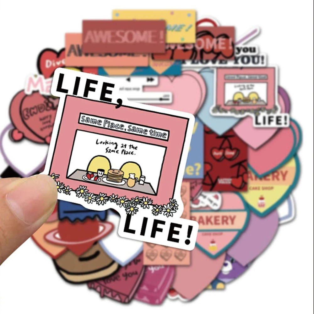 

44PCS Korea Geometric Letter Stickers Progress Bar Heart Love Laptop Suitcase Phone Suitcase Graffiti Meme Stickers Kids Gift