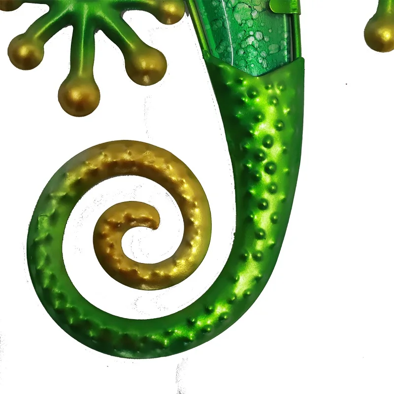 Зеленая металлическая Ящерица Геккон настенное украшение для сада улицы забора