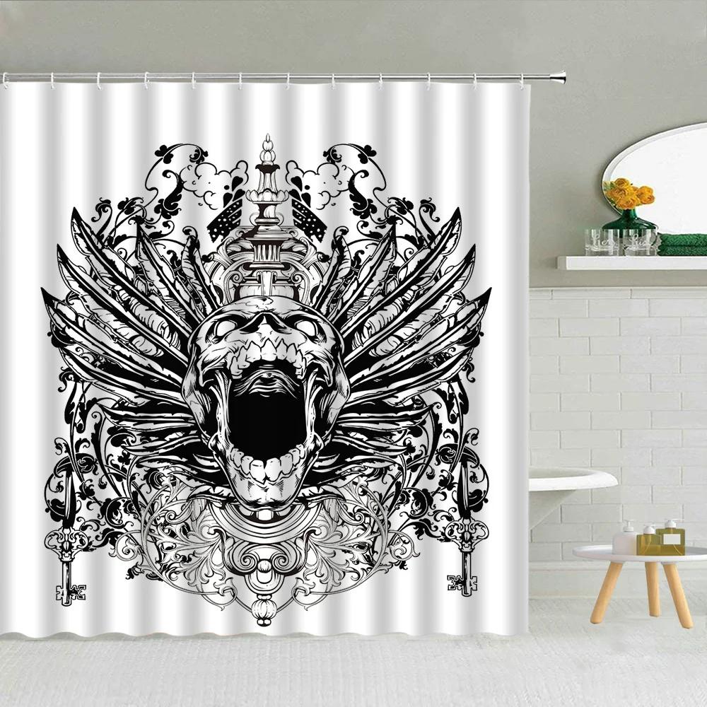 

Skull Shower Curtain Set Horror Skull Decoration Bathroom Set Bathroom Curtain Space Shower Curtain Bathroom Household Items