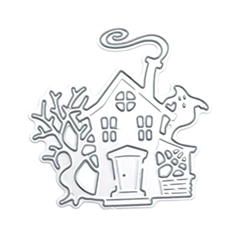 Хэллоуин привидения Фотофон домик дерево металлические трафареты для пресс