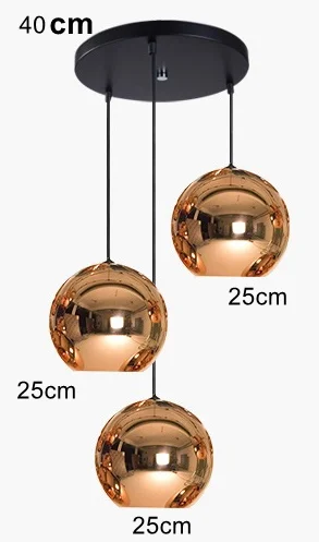 3 pcs 25cm round LukLoy зеркальный стеклянный современный подвесной светильник кухонный светильник закрепленный для столовой винтажный подвесной светильник прикроватный подвесной светильник современный светильник - Цвет корпуса: 3 pcs 25cm round