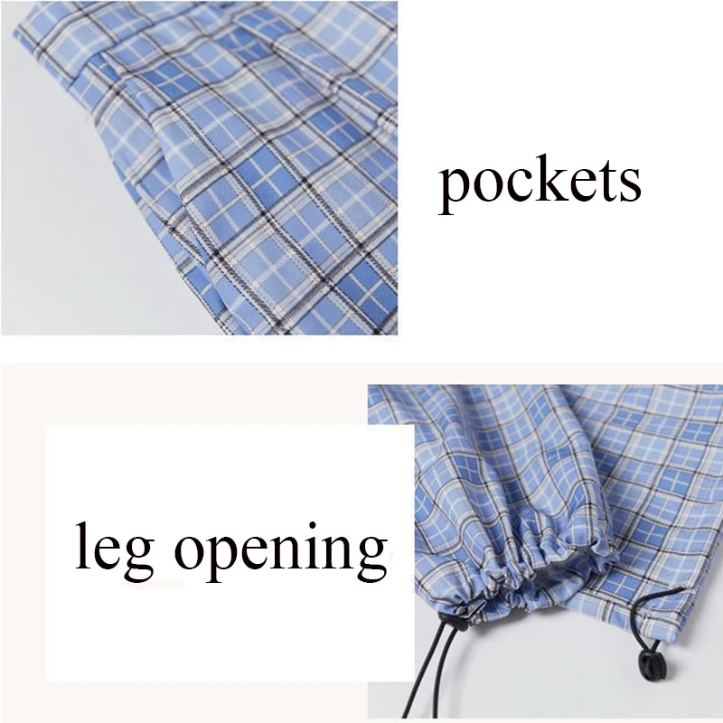 

Pants Women Loose Plaid Sweet Preppy Girls Elastic Waist Korean Style Slim Casual Daily Chic Trendy Ankle-length Harem Trousers