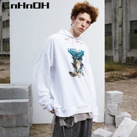 cnhnoh chic hiphop fashion pullover hoodie harajuku style butterfly ripped pullo printed hip hop hoodie couple loose hooded 9536