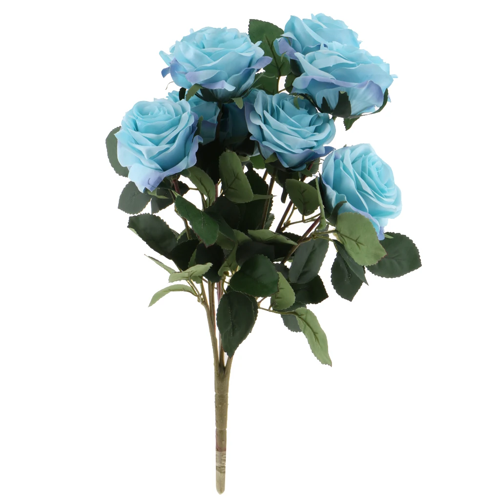 

Artificial Flowers French Roses Bouquets Silk Flowers Bunch 10 Heads Wedding Holiday Bouquet Floral Decor