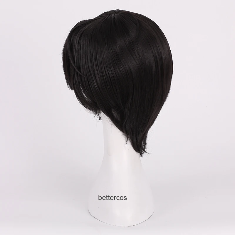 Парик для косплея рису сакума из ансамбль звезд короткие черные термостойкие