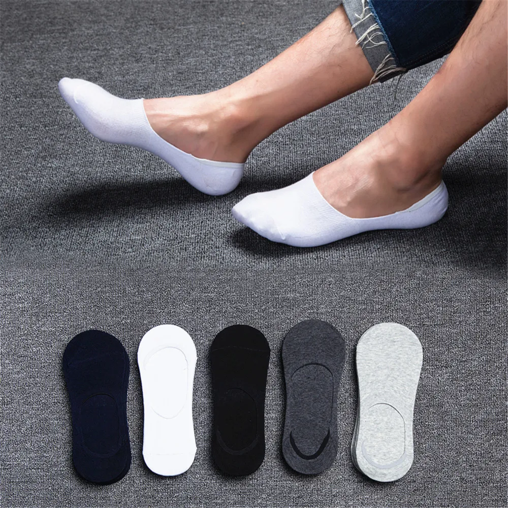 

Follow The Foot Sport Socks Men Running Invisible Socks Men 5 Pair Anti Slip Socks Men Silicone Solid Color Unisex Summer Socks