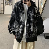 harajuku tie dye sweater mens hooded loose autumn korean jacket oversized hoodie woman clothes punk hip hop vintage coat