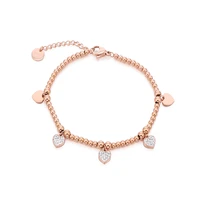 stainless steel small star heart charm bracelet for women rose gold beads chain bracelet girls fashion jewelry mujeres pulsera