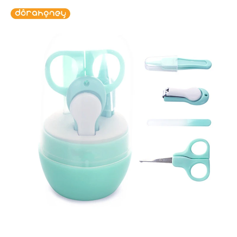 

Dorahoney 4PCS Baby Nail Care Set Newborns Finger Trimmer Scissors Nail Clippers Manicure Kit Infant Cartoon Animal Nail Fileset