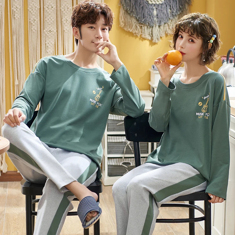 Пижама для влюбленных Новинка Осень-зима хлопковые парные пижамные комплекты с