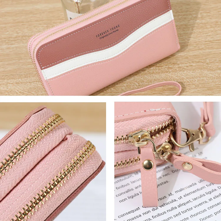 Кошелек для монет Женский кошелек с двойной молнией кошельки девочек длинная