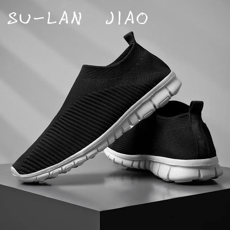 

SU-LAN JIAO Max Size Fly Weaving Special Couple Shoes Men Walking Footwear Zapatos De Hombre Men Shoes Men Casual Sneakers Men