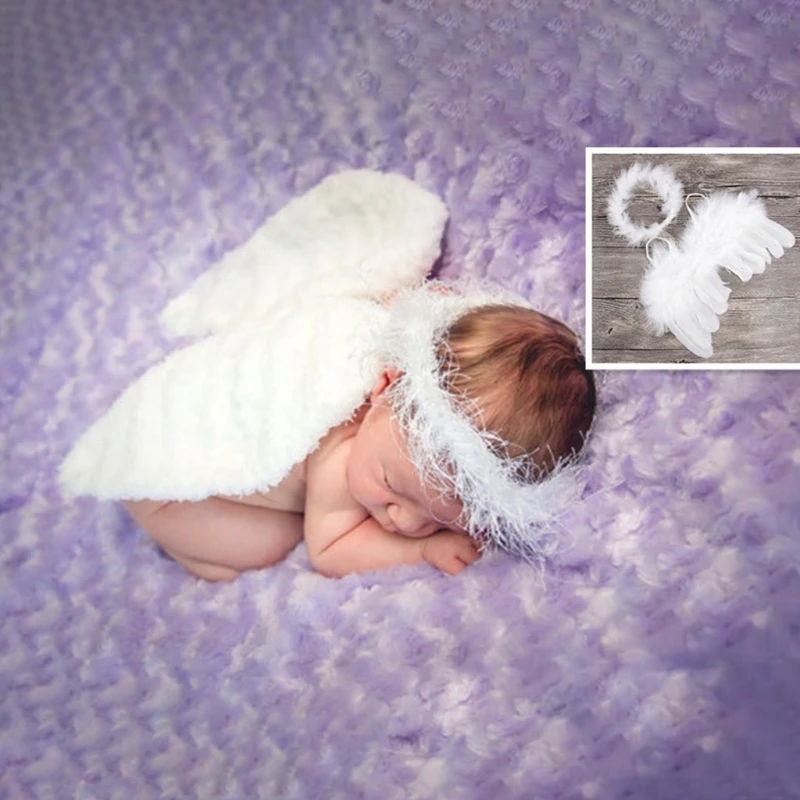 Ala de &Aacute;ngel con diadema para beb&eacute;, accesorios de fotograf&iacute;a para reci&eacute;n nacido, conjunto de trajes, disfraz de fotograf&iacute;a-3