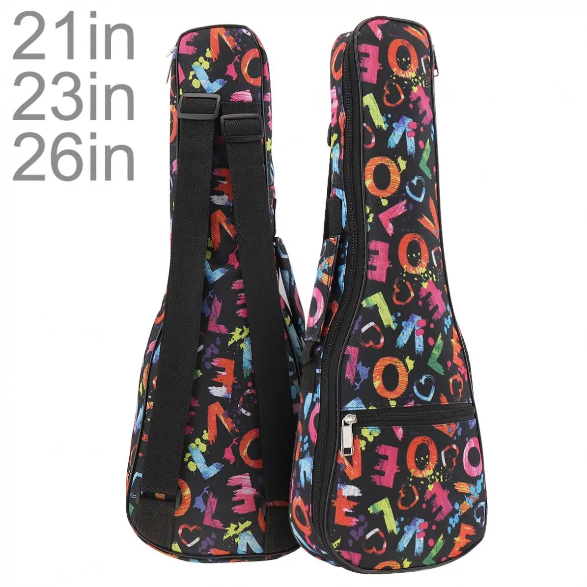 

21 /23 / 26 Inch Portable Ukulele Bag Love Words 10mm Sponge Soft Case Gig Ukulele Mini Guitar Waterproof Backpack