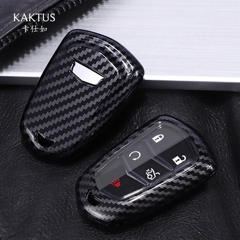 

PC+Carbon fiber Car Key Case Key Cover For Cadillac ESV Escalade CTS XTS SRX ATS 2015 2016 2017 2018 CT5 XT5 XT6