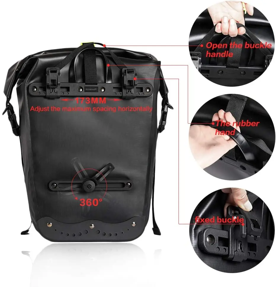 rhinowalk bike bag waterproof bike pannier bag 25l for bicycle rack saddle bag shoulder laptop rack bag cycling accessories free global shipping