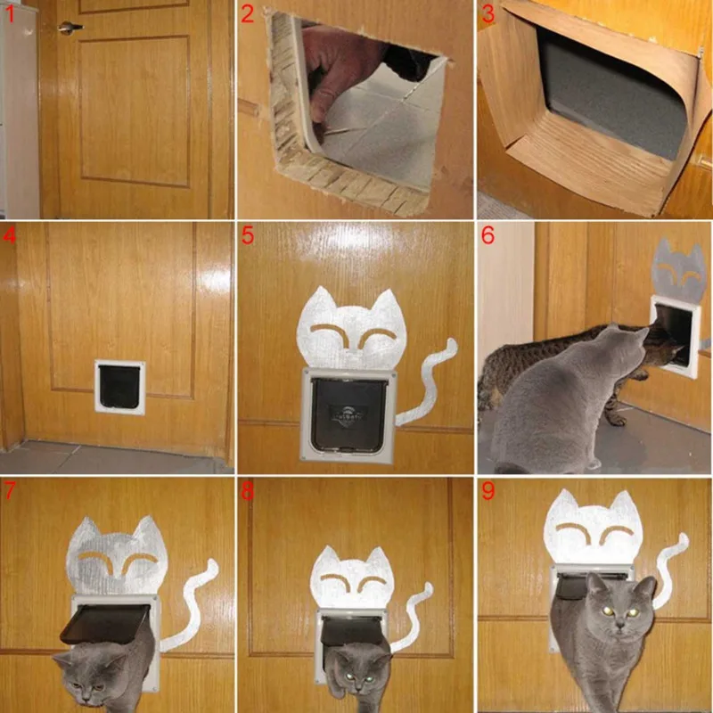 Pet Cat Pup люк для собаки дверь Запираемая безопасная откидная дверца продукты безопасности для домашних животных замок подходит для любой стены или двери товары для домашних животных Gato
