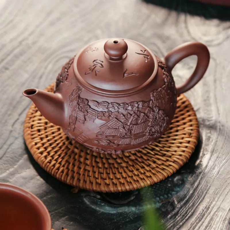 

Ручной фильтр чайный горшок Китайский античный чайный чайник Duanni пейзаж резьба 100-149 мл кухонный обеденный бар EF50TP