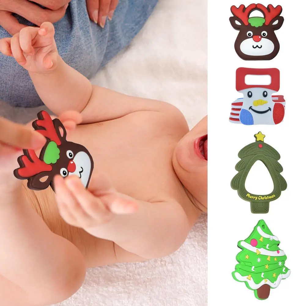 

New Christmas Baby Teething Toys Infants Toddlers Silicone Teethers Cartoon Shaped Soft Newborn Chewable Teether Christmas Gift