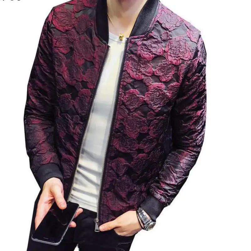 Новая мужская куртка жаккардовая бомбер Мужская модная трендовая Роскошная