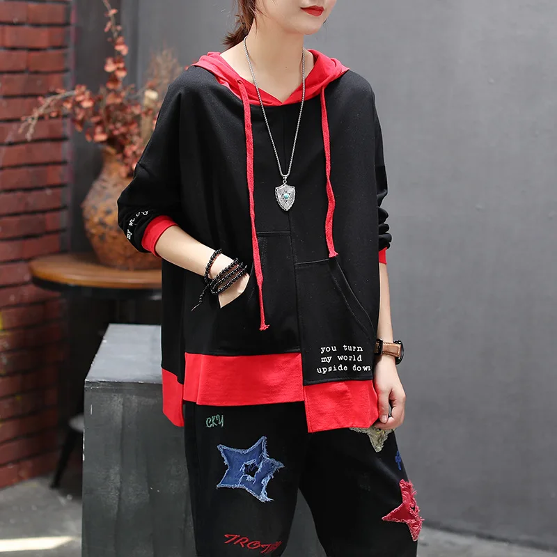 Осенние женские толстовки в стиле ретро свободные пуловеры большого размера