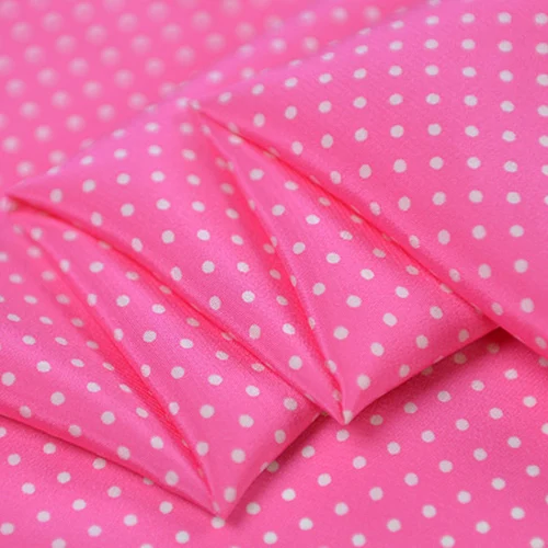 Мини Белый принт в горошек на Розовом Шелковом крепдешине шелковая ткань SCDC1024 |