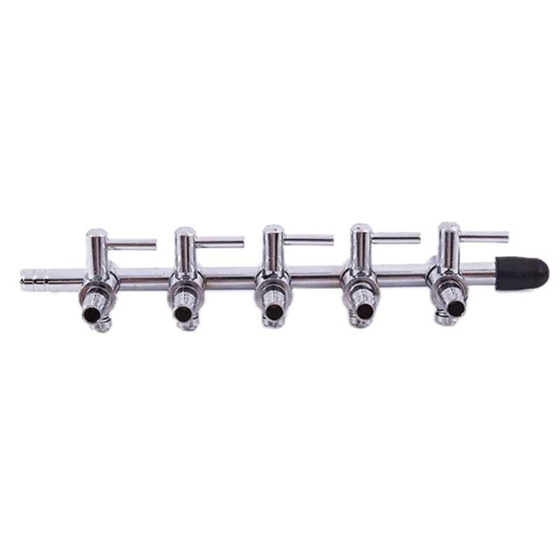 

5-Way Outlet Metal Aquarium Air Valve Distributor Splitter with 5mm Tube Diameter