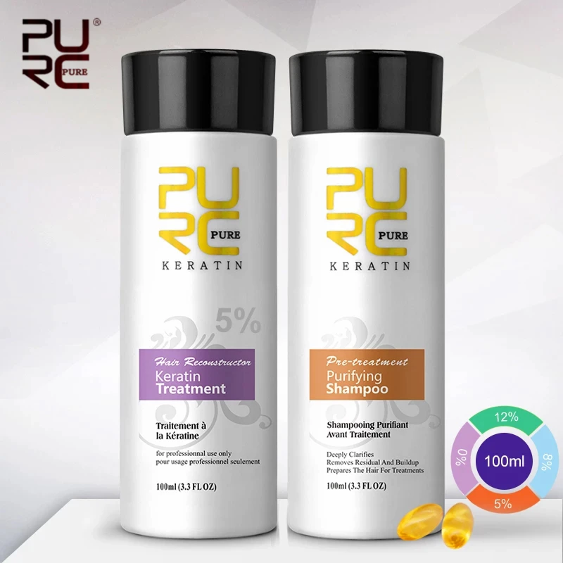 

PURC Straightening for Hair Scalp Treatment Curly Hair Products Brazilian Keratin Treatment + Purifying Shampoo Hair Care Set