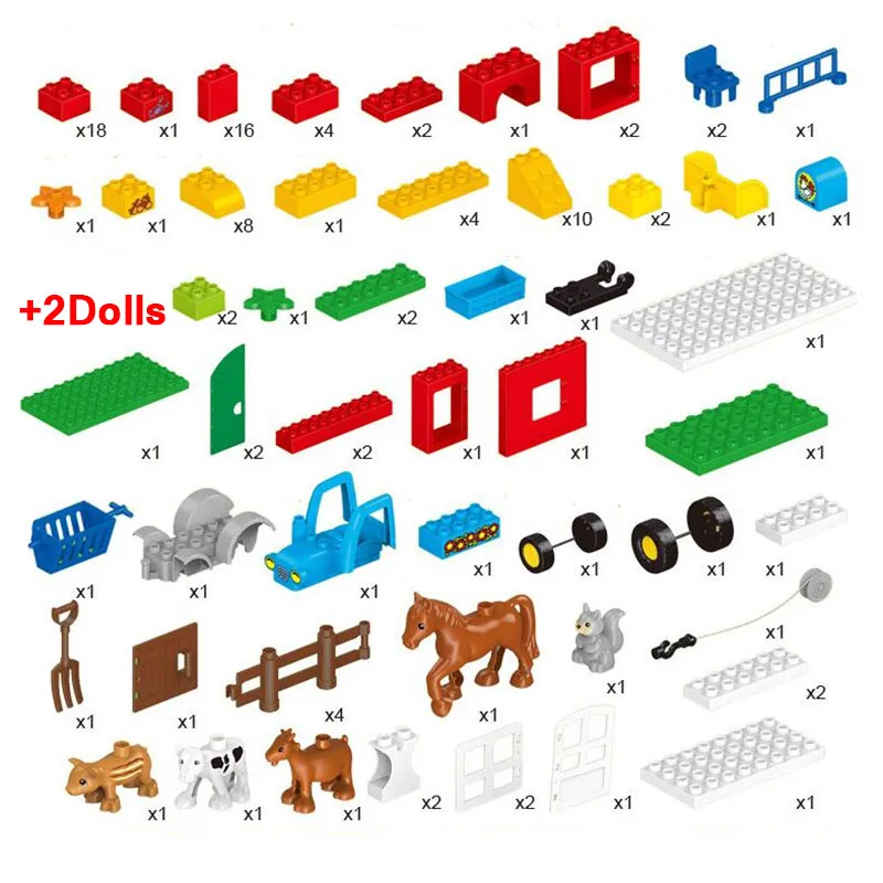 Большой Размеры Diy строительные блоки большие тапочки фермы фигурки животных