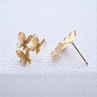 2pcslot new creative gold color plated brass butterfly charms earrings settings connectors for diy jewelry making accessories