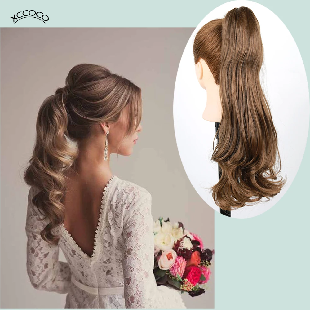 Длинные Волнистые коготь клип в конский хвост блонд наращивание волос