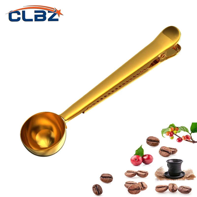 

Coffee Beans Spoon With Sealing Clip For Seasoning Oatmeal Sugar Salt Stainless Steel Measuring Spoons Coffeeware Kitchen Gadget