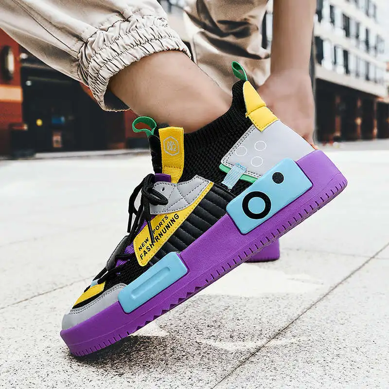 

Luxurious Male Running Shoes Athletics Yellow Sports Shoes Sole White Men's Sneakers Souliers Sport Shoes Gray Tennis Oversized