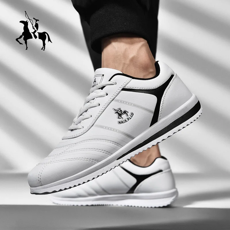 Мужские повседневные кожаные кроссовки простая Стильная Спортивная легкая