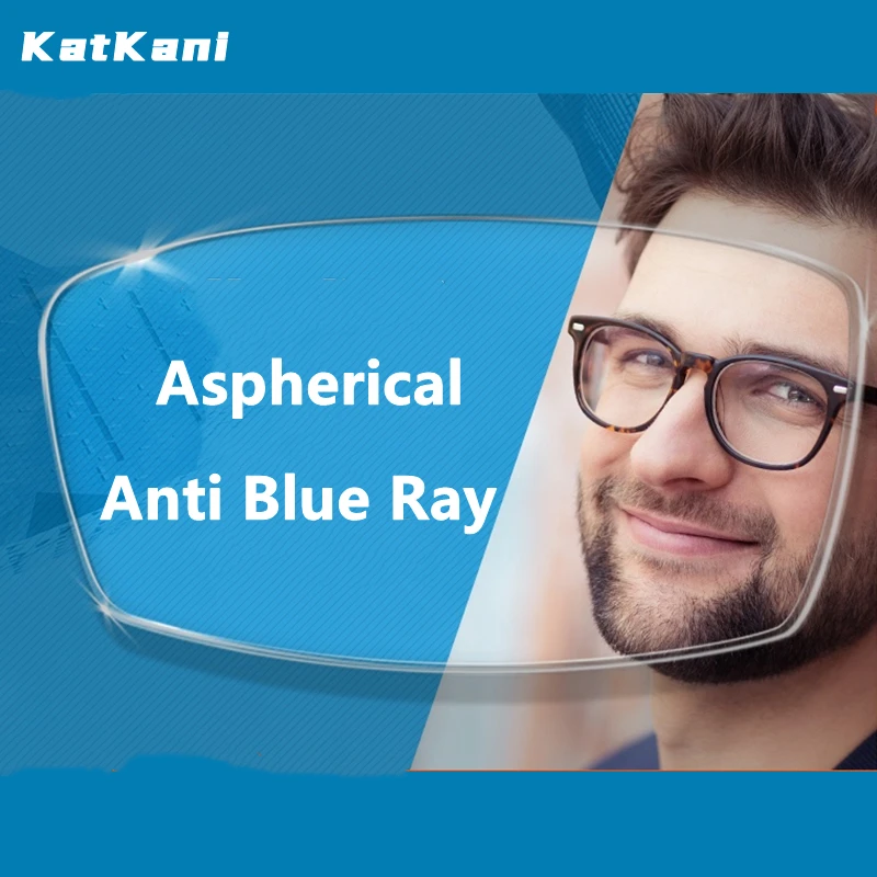 KatKani 1.56~1.74 Anti-blue Light Myopia, Hyperopia, Astigmatism Computer Protective Lens HMC Coating Super Clear Lens 1 Pair