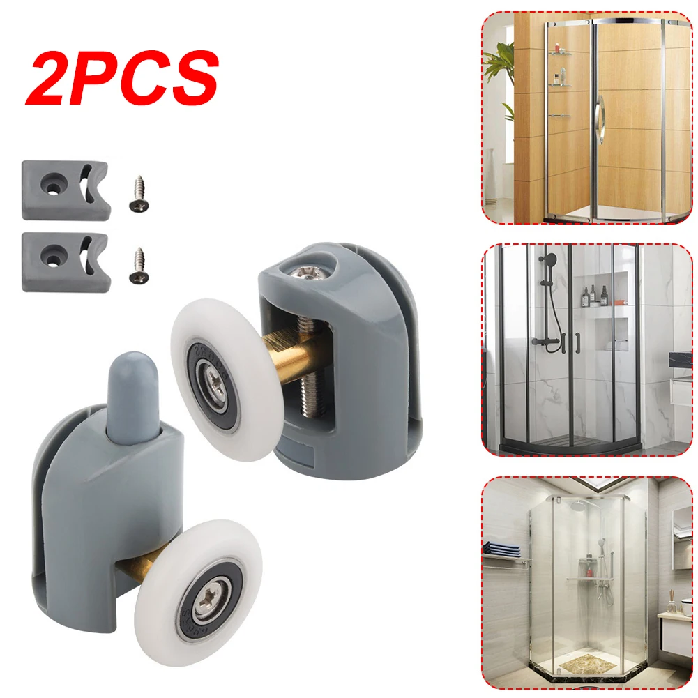 

2Pcs Twin Shower Screen Door Rollers/Runners/Wheels Top & Bottom 25mm Replacement For Shower Casters Cabin Bathroom