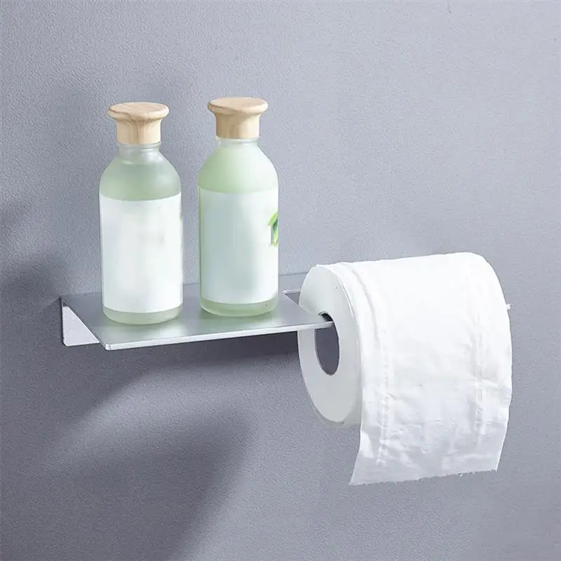 tissue rack space aluminum paper holder multifunction punching free towel shelf bathroomkitchen wall organizing household free global shipping