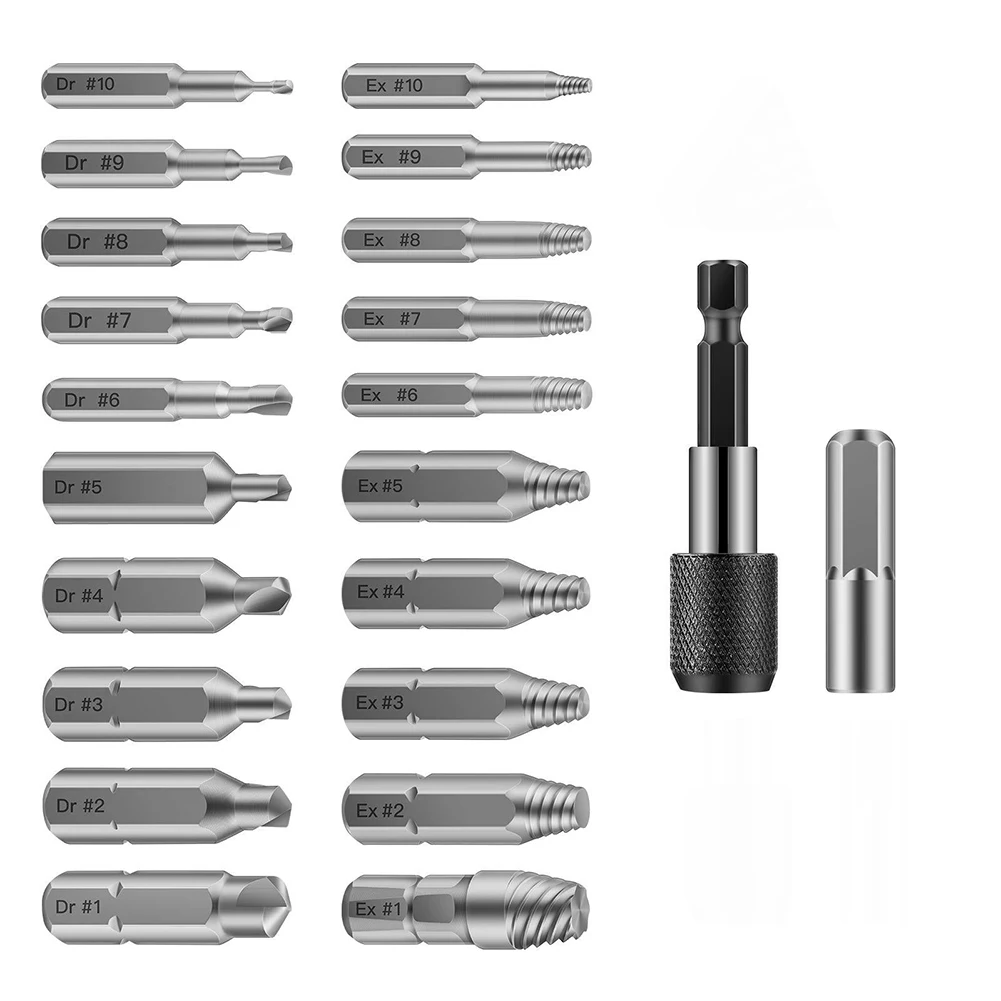 

22Pcs Damaged Screw Extractor Drill Bits Guide Set HSS Broken Speed Out Easy out Bolt Stud Stripped Screw Remover Tool Bit
