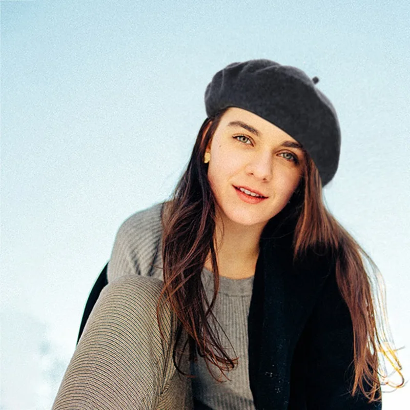 Зимние недорогие шерстяные однотонные береты женские шляпы шапки | Аксессуары