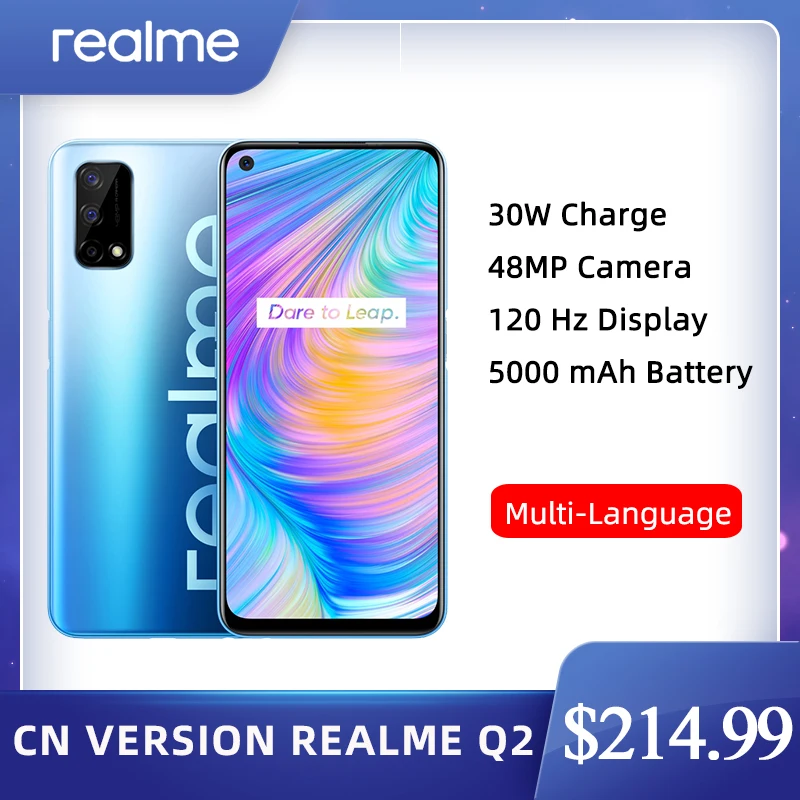 Realme Q2 5G 6 ГБ 128 Dimensity 800U Восьмиядерный мобильный телефон 5 '飐 Гц полноэкранный