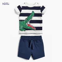 little maven children summer boy boutique clothes toddler striped crocodile tops cotton clothing set for kids 2 3 4 5 6 7 years