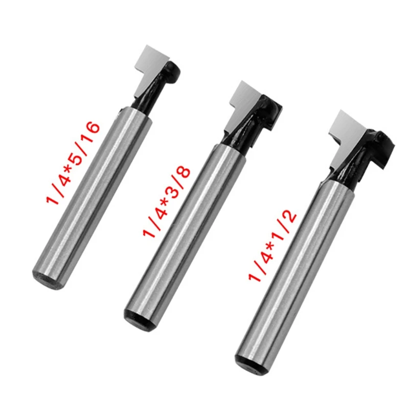 

3pcs 1/4 Inch 6mm Shank T Slot Router Bit Set Hex Bolt Key Hole Bits Keyhole Woodworking Slotting Milling Cutter Tool